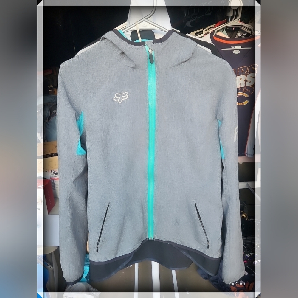 Fox Racing Jacket Full Zip Gray Hooded Woman's Size Small